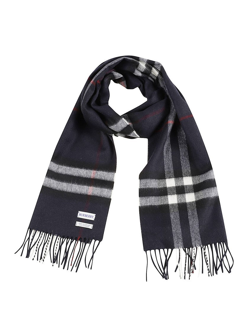 Burberry Cashmere Scarf With Burberry Check Embroidery