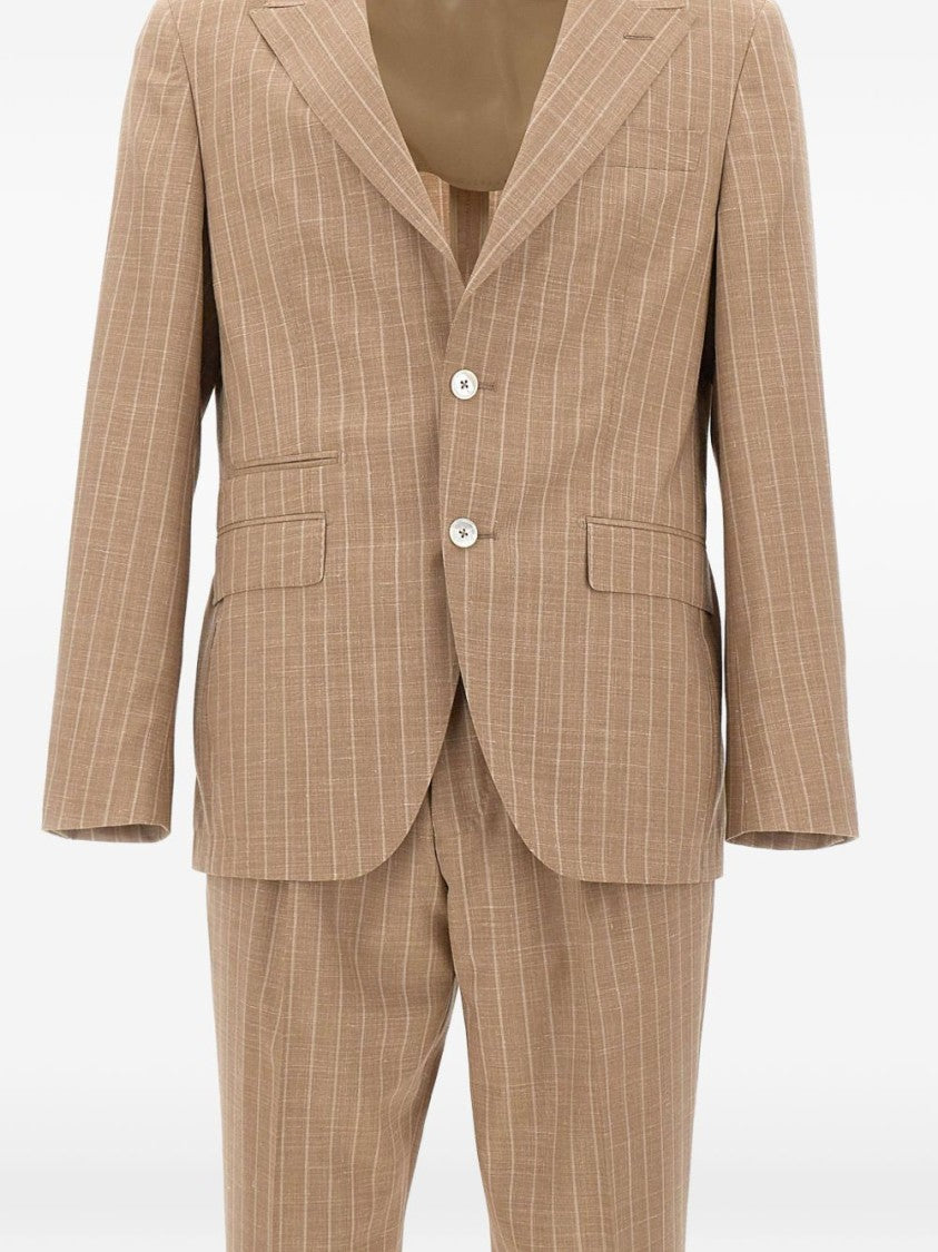 Boss Camel Tailored Camel Two-Piece Suit With Pinstripe Blazer And Trousers