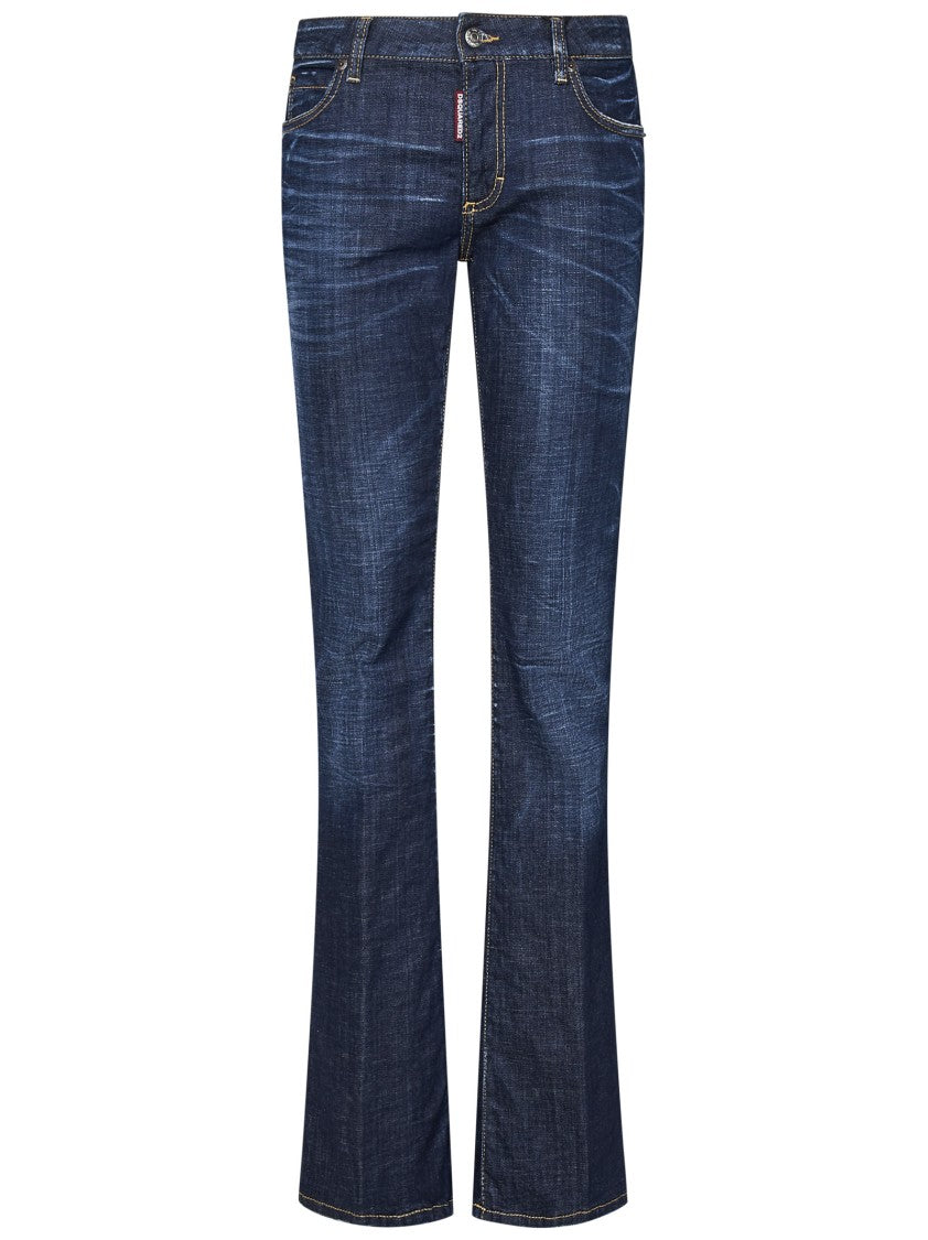 Dsquared2 Dark Clean Wash Flared Jeans In Stretch Cotton Denim
