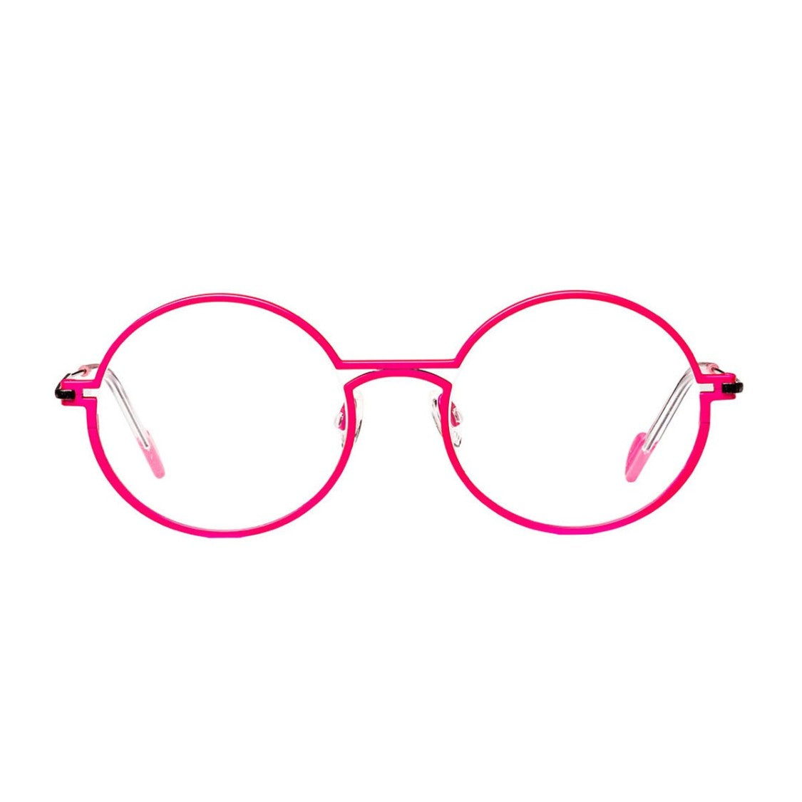 Matttew Neon Pink Nickel Titanium Round Sunglasses