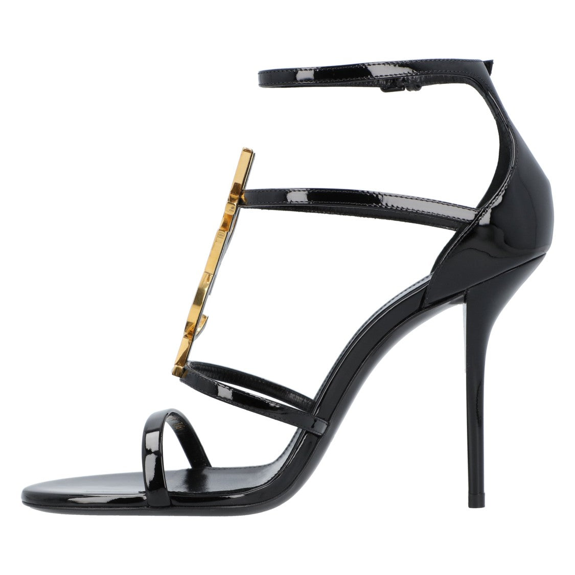 Saint Laurent Cassandra Sandals In Patent Leather Black