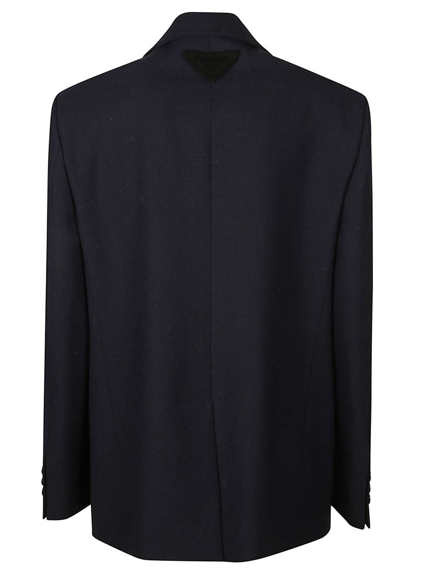 Prada Tailored Black Blazer With Notched Lapel And Buttoned Cuffs