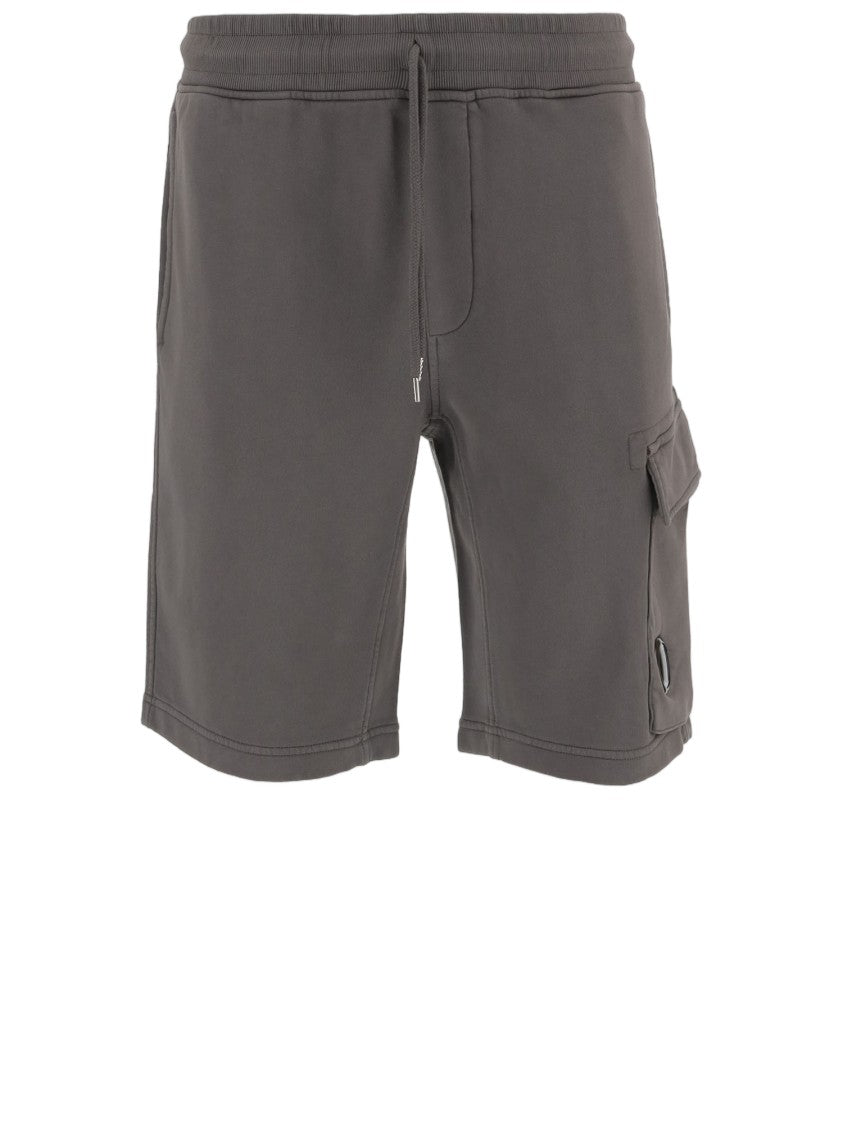 C.P. Company Relaxed Fit Cotton Shorts With Logo Patch And Drawstring