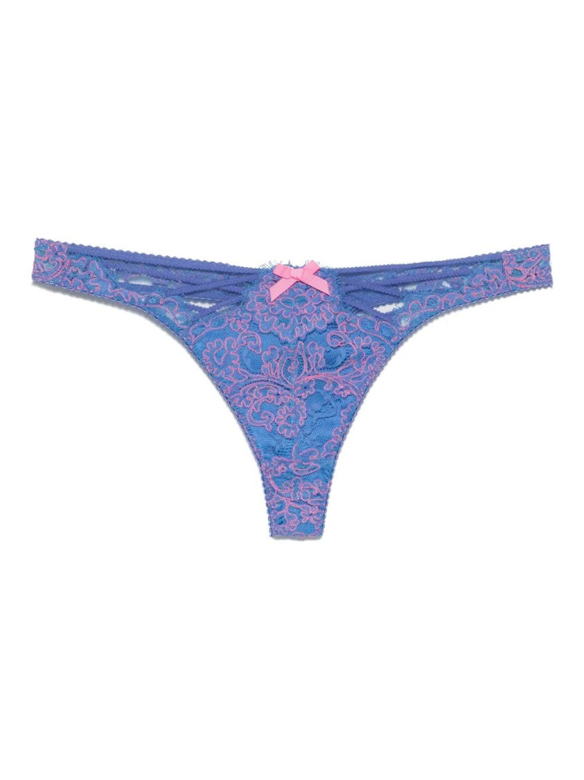 Agent Provocateur Blue Eviee Embroidered Cotton-Blend Panties