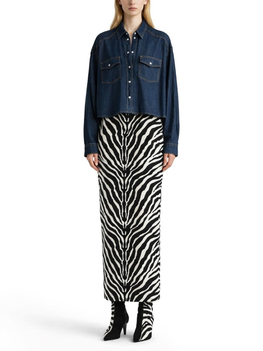 Khaite Neutrals Grenon Cropped Denim Cotton Shirt