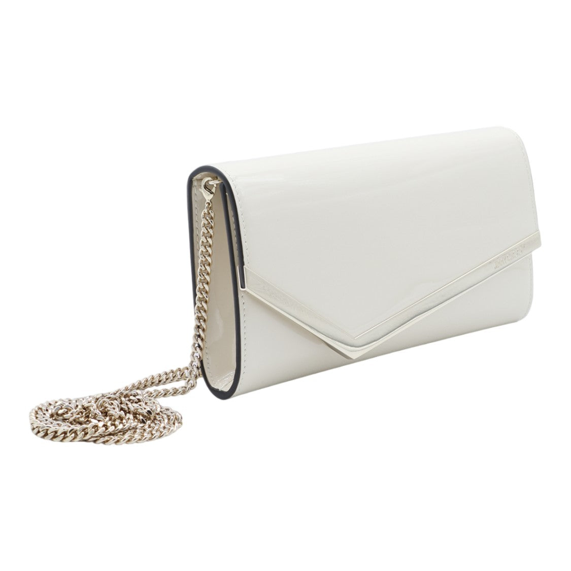 Jimmy Choo Glossy Metallic-Accent Clutch