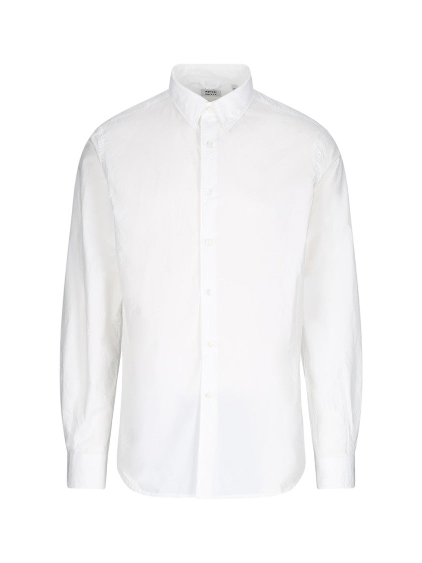 Aspesi Tailored White Shirt With Button-Down Front