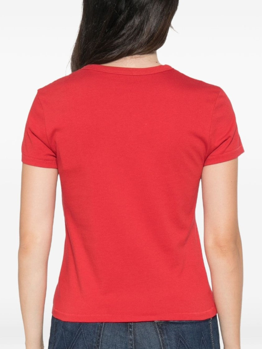 Kenzo Cropped Red Top With Floral Embroidery