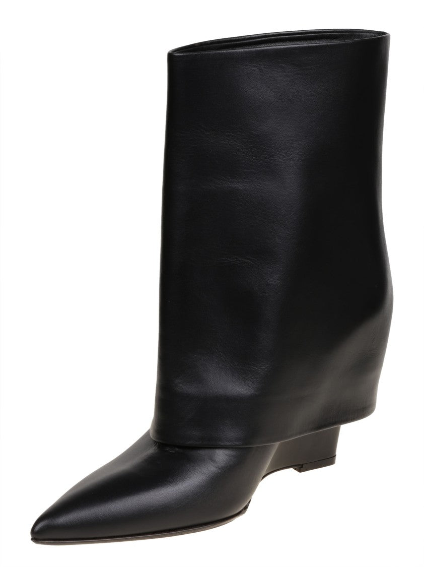 Sergio Levantesi Pointed Toe Black Leather Ankle Boot