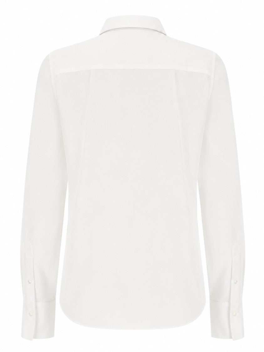 Brunello Cucinelli Long-Sleeve Pointed Collar Cotton-Blend Shirt