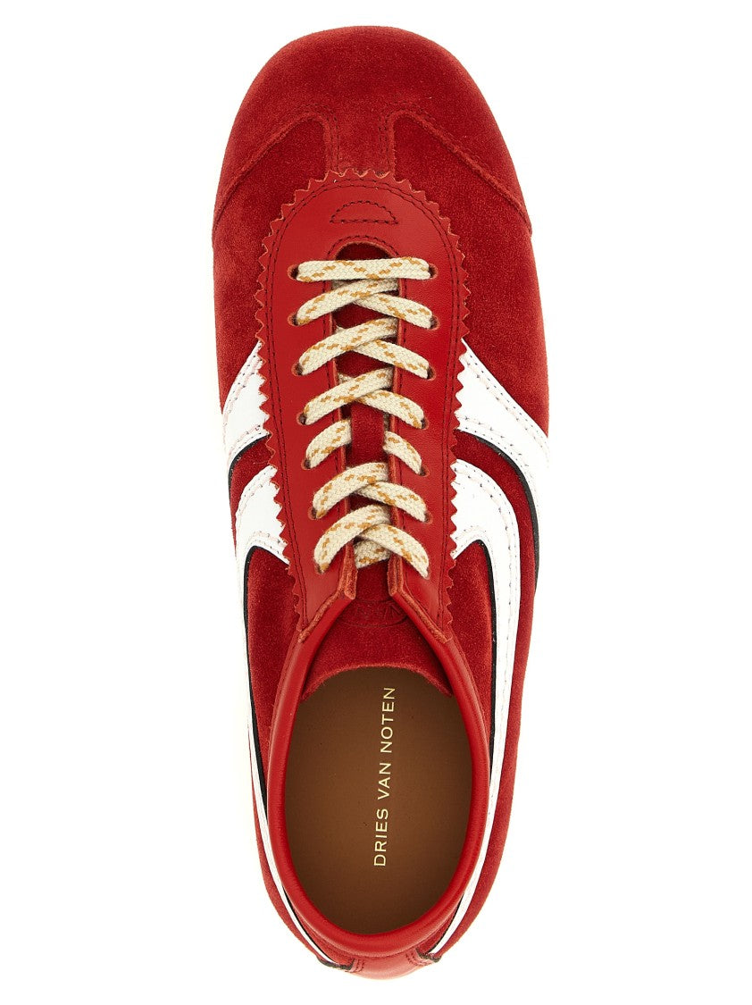 Dries Van Noten Rich Suede And Smooth Leather Sneakers