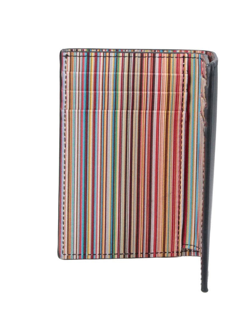 Paul Smith Black Signature Stripe Leather Wallet