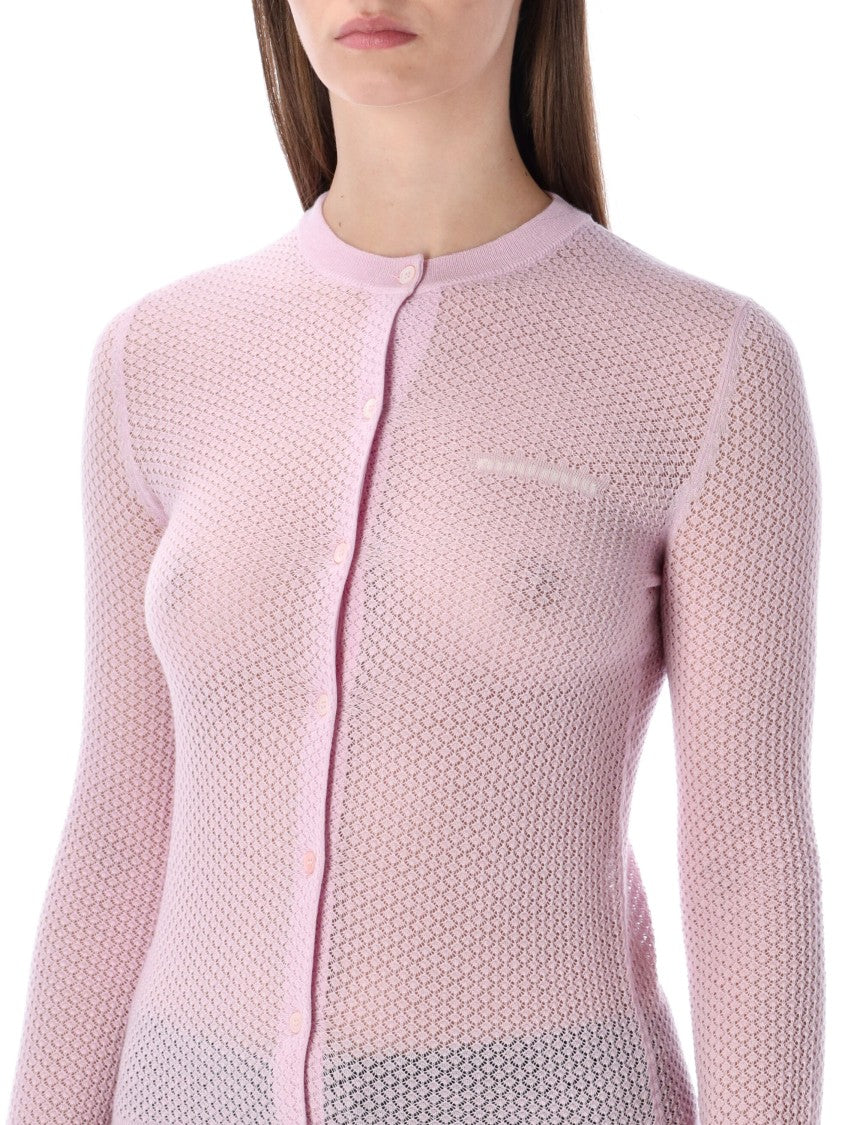 Miu Miu Cashmere Cardigan With Lacy Knit Detailing