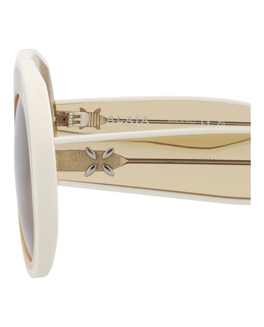 Alaïa Round-Frame Acetate Sunglasses With Saddle Nose Bridge