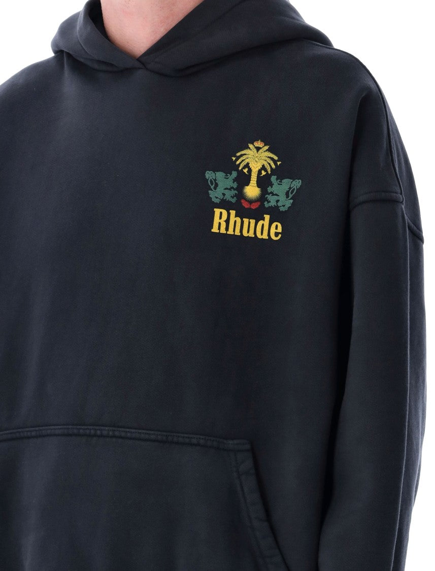 Rhude Vibrant Graphic Black Hoodie With Classic Kangaroo Pocket