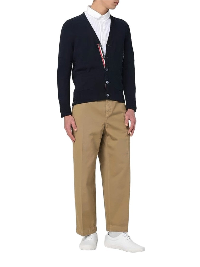 Thom Browne Fitted V-Neck Cardigan With Striped Accents