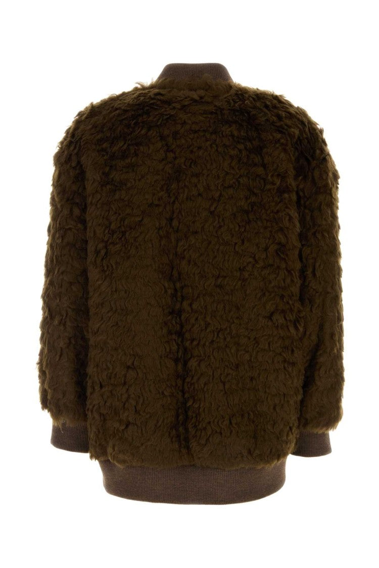 Weekend Brown Teddy Agiate Bomber Jacket