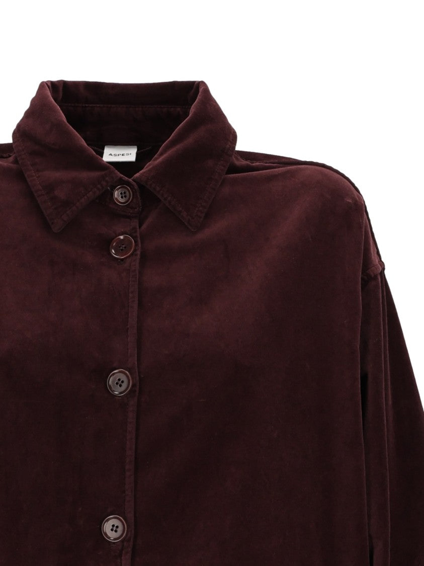 Aspesi Burgundy Velvety Textured Jacket