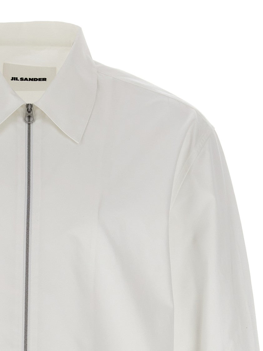 Jil Sander Cotton Gabardine Zip Shirt With Dropped Shoulders And Cuffs