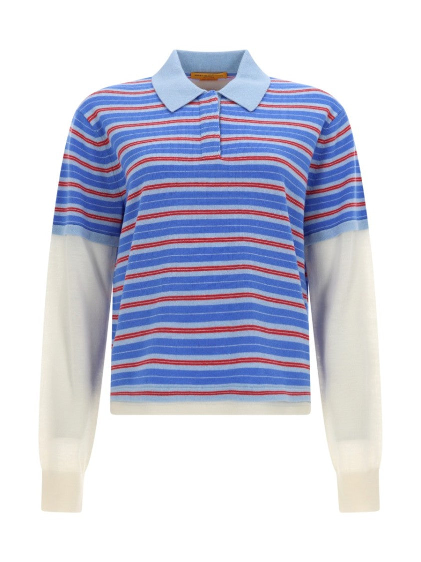 Guest In Residence Layered Stripe Cashmere Rugby Polo Shirt
