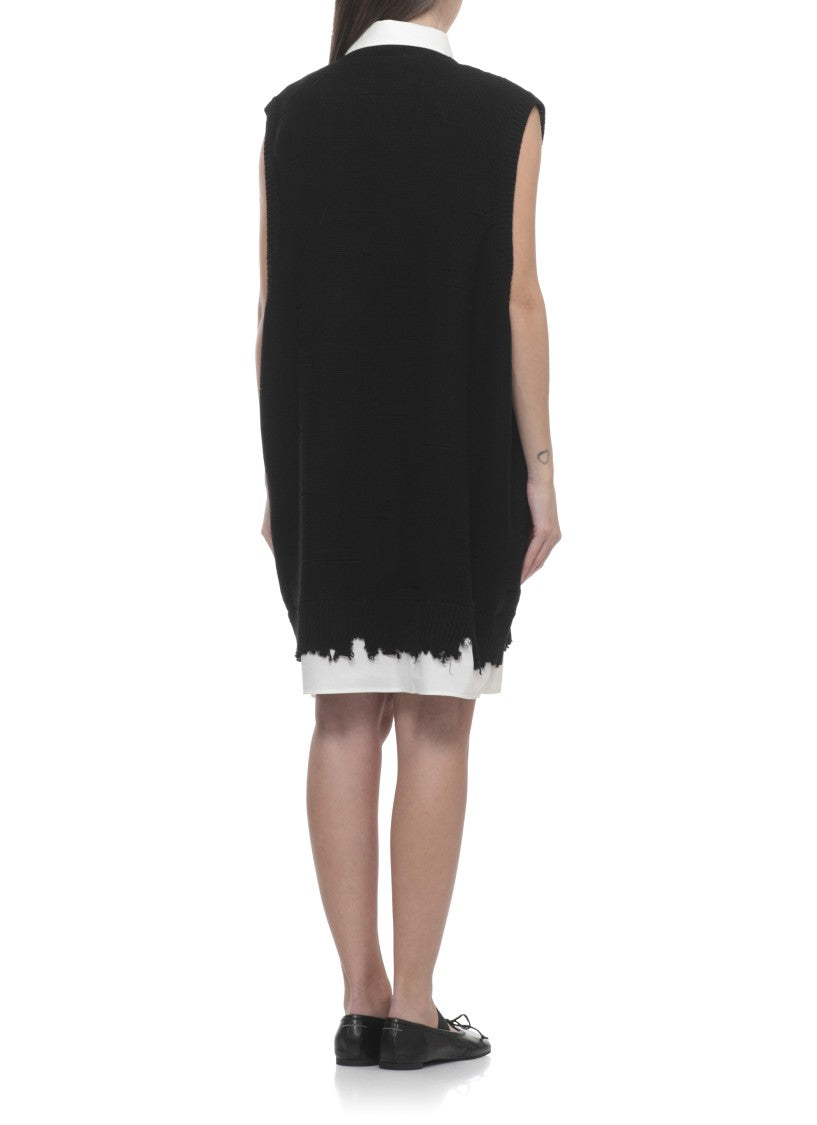 Mm6 By Maison Margiela Sleeveless Cotton Dress With Contrasting White Collar