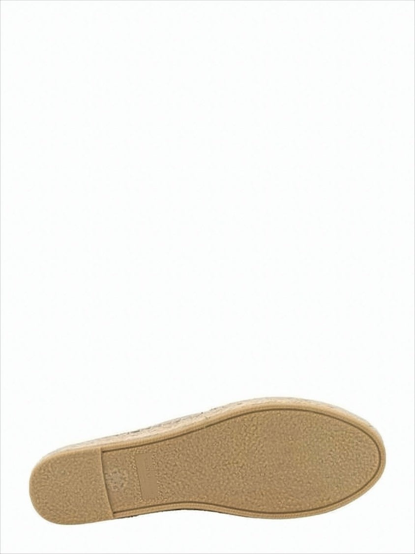 Saint Laurent Smooth Leather Flat Shoes With Woven Espadrille Trim