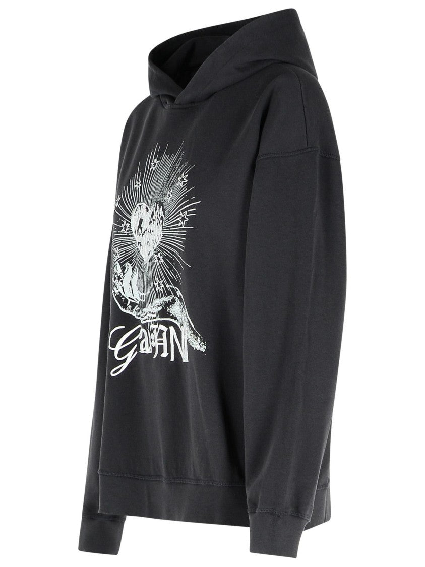 Ganni Black Cotton Sweatshirt