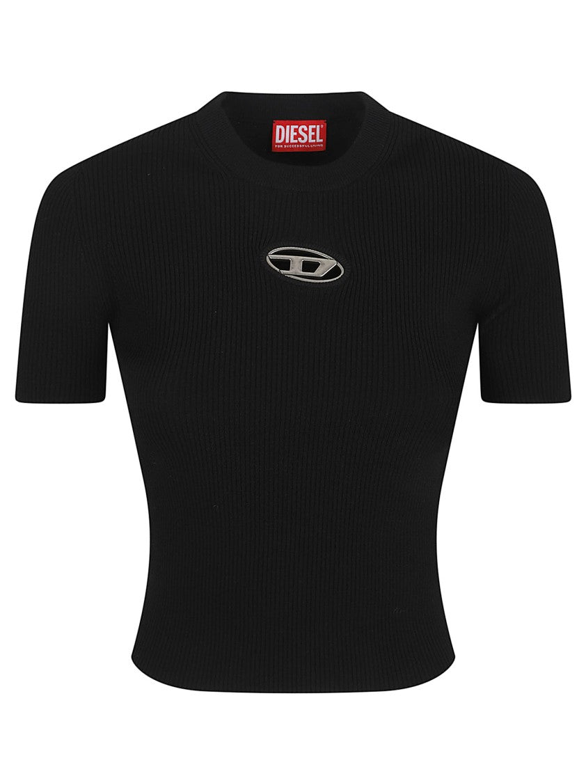 Diesel Ribbed Black Viscose Blend Sweater