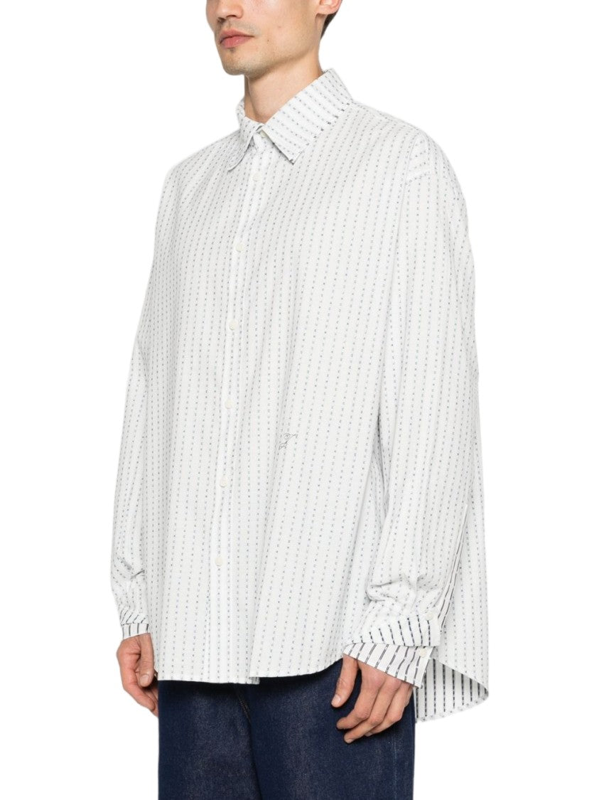 Jacquemus White Oversized Striped Casual Shirt