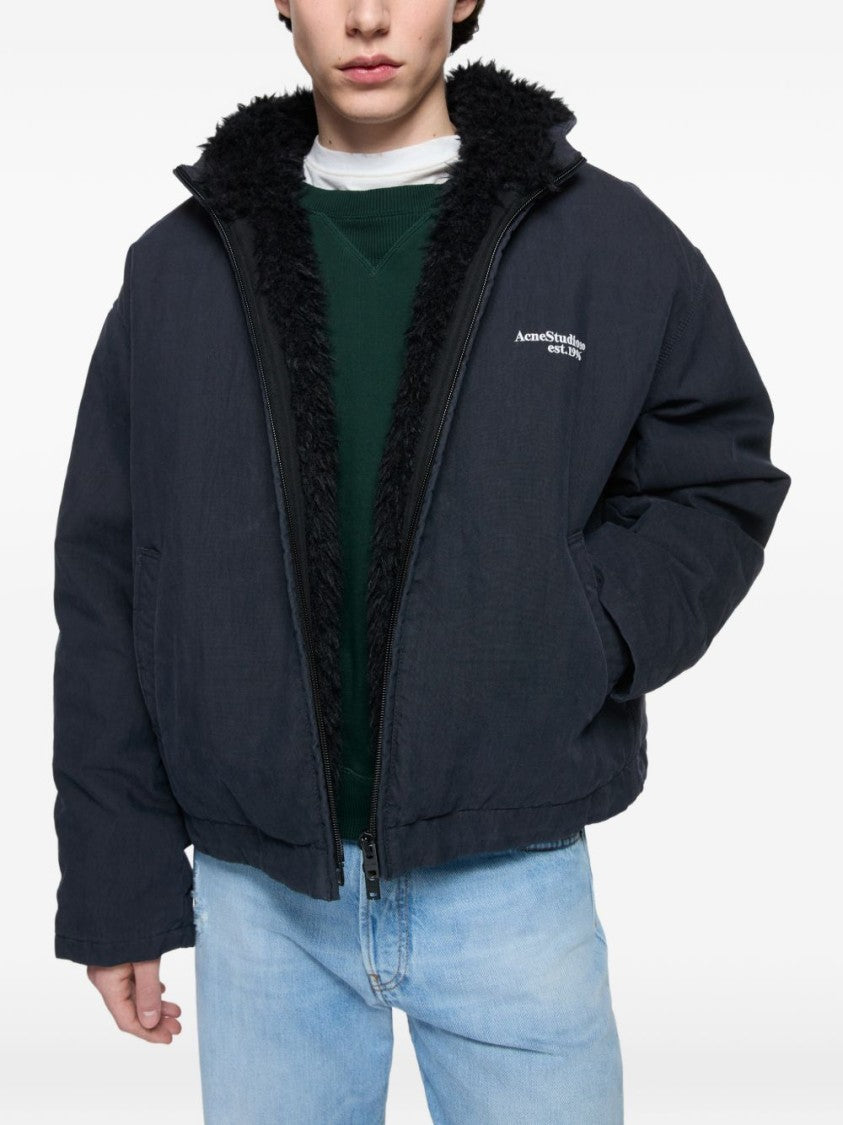 Acne Studios Boxy Cropped Zip-Front Plush-Lined Jacket