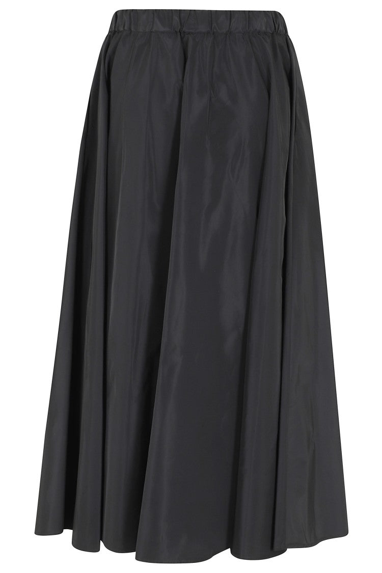 Aspesi Black Mia Elastic-Waist Polyester Flared Midi Skirt