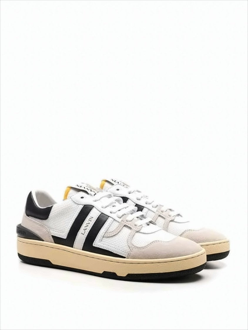 Lanvin Low-Top Sneakers With Beige Suede And Black Leather Accents