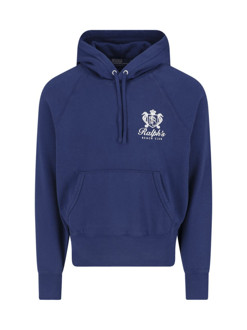 Polo Ralph Lauren Blue Cotton Logo Print Hoodie
