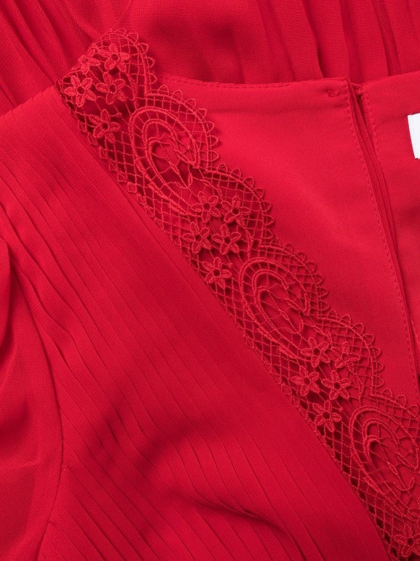 Self-Portrait Red Chiffon Mini Dress