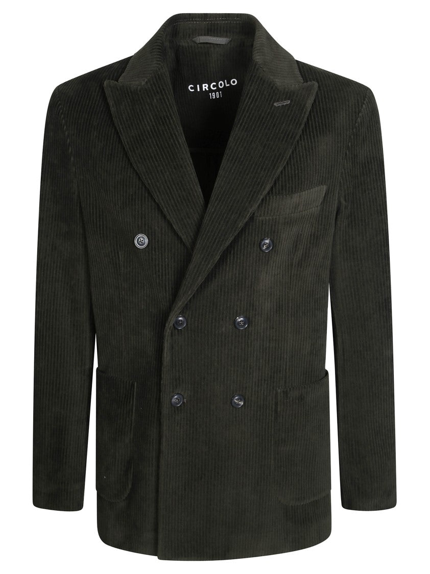 Circolo Cotton-Blend Corduroy Double-Breasted Blazer