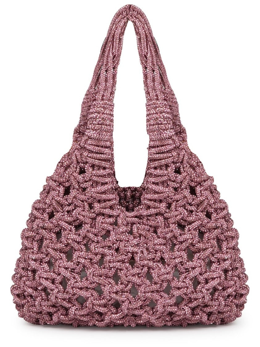 Hibourama Chunky Woven Pink Resin Shoulder Bag