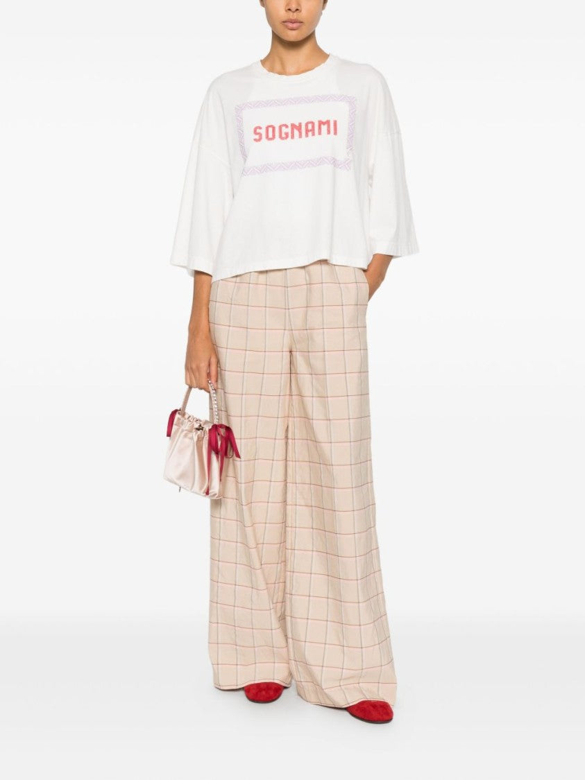 Forte Forte Cropped White T-Shirt With Bold Graphic