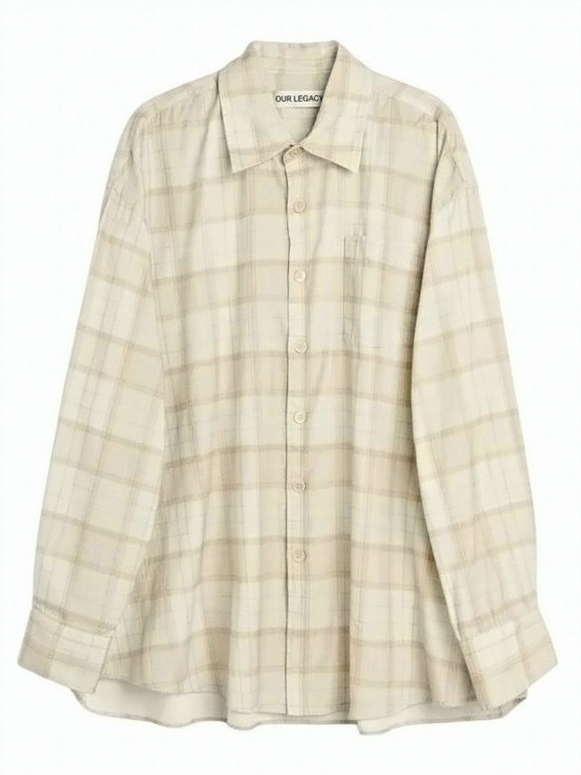 Our Legacy Long-Sleeve Oversized Shirt With Subtle Plaid Pattern