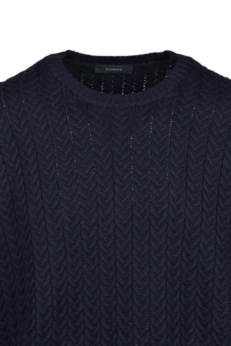 Zanone Men's Crew Neck Knit - Blue