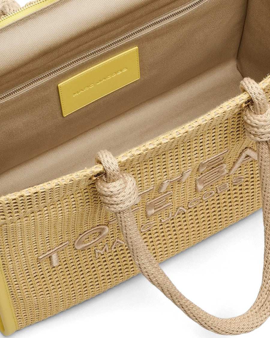 Marc Jacobs Woven Rope Tote Bag With Robust Zip Closure And Textured Finish