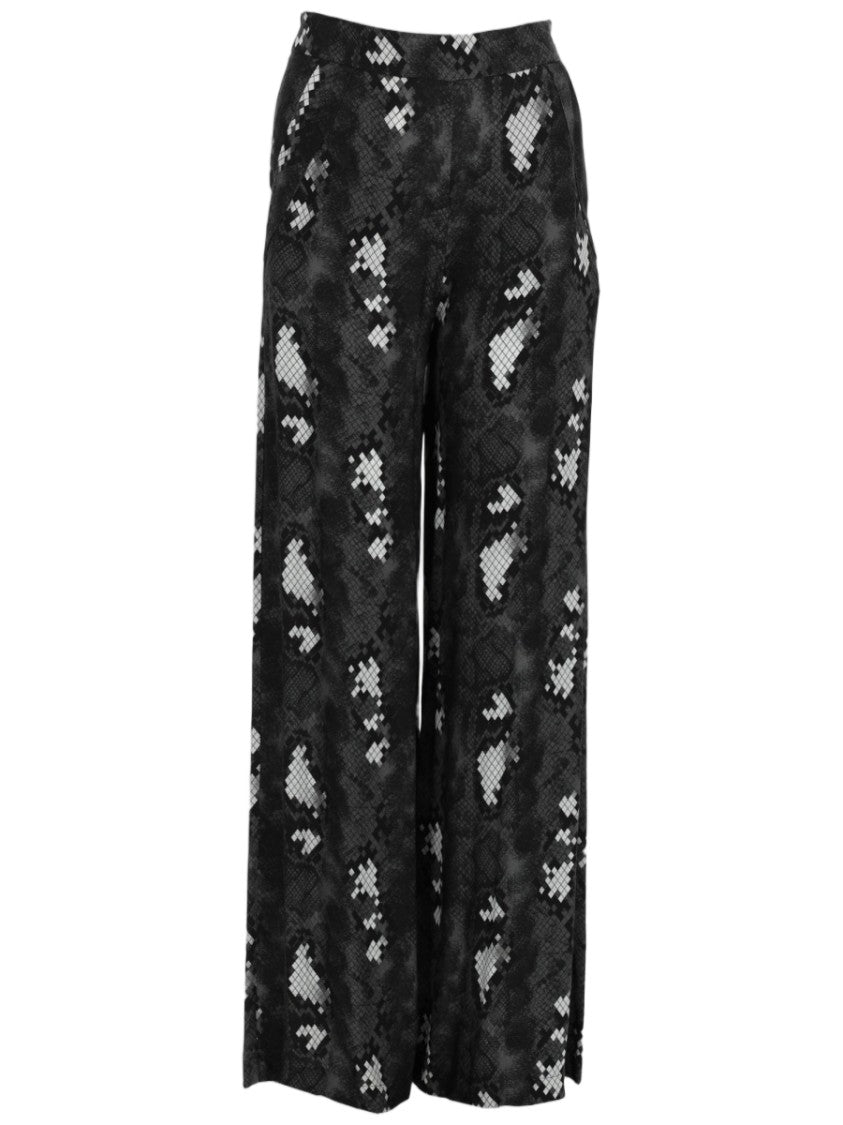 Se-Ta Textured Wide-Leg Trousers With Snakeskin Pattern