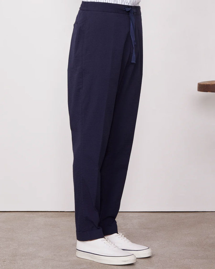 Officine Generale Plain Front Pants With Grosgrain Drawstring