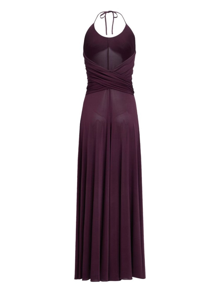Alaïa Burgundy Sleeveless Dress With Layered Design