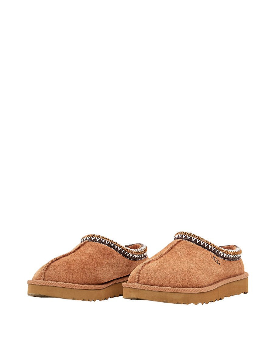 Ugg Suede Slip-On Shoes With Braided Collar And Sheepskin Lining