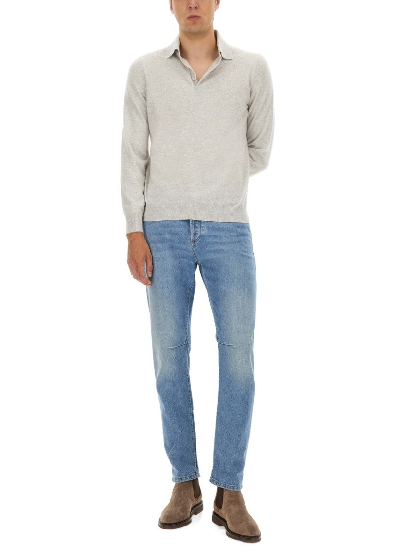 Brunello Cucinelli Light Wash Tapered Leg Jeans