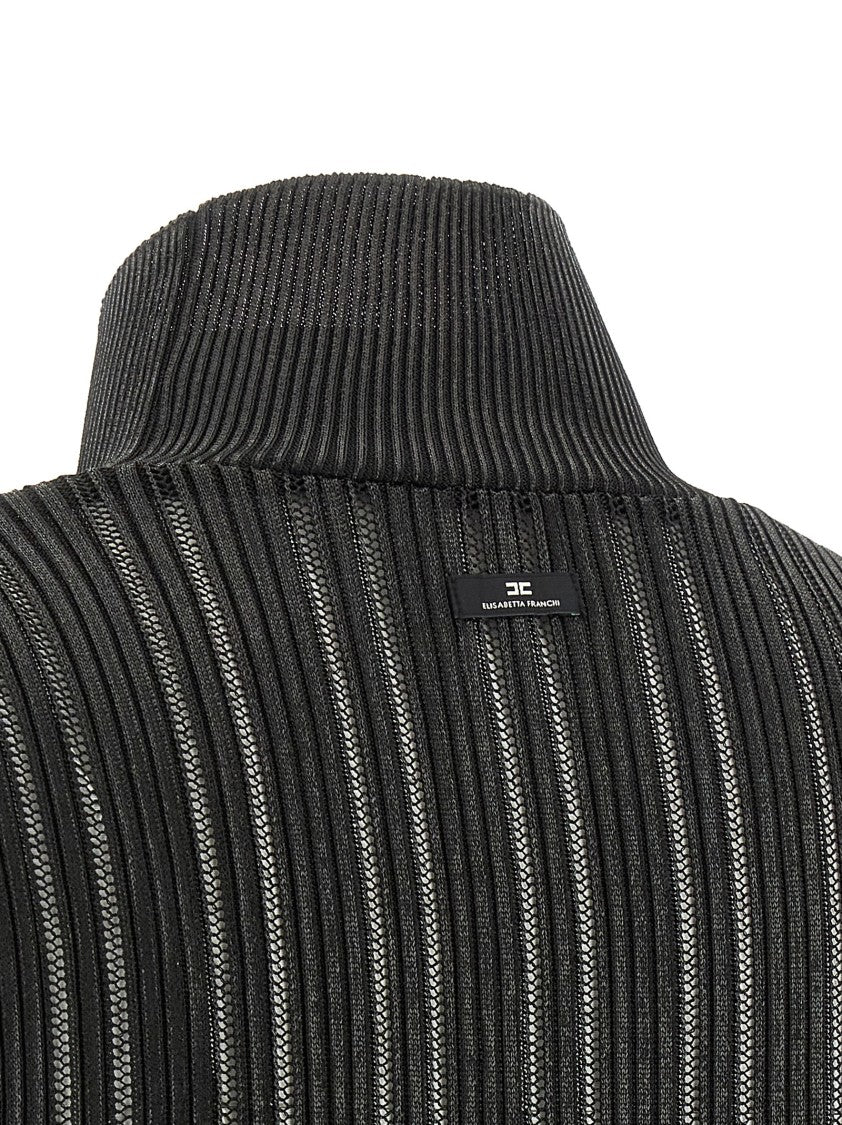 Elisabetta Franchi High Neck Fitted Tricot Sweater