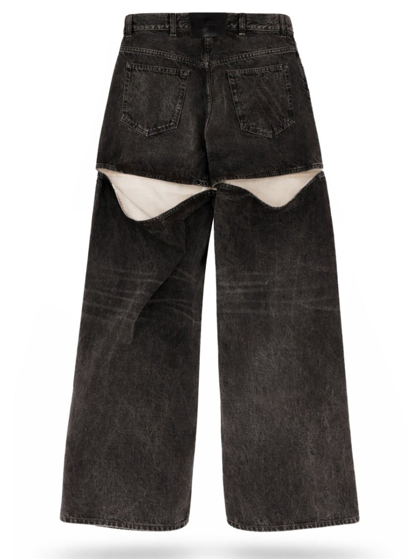 The Attico Washed Black Detachable Lower Jeans