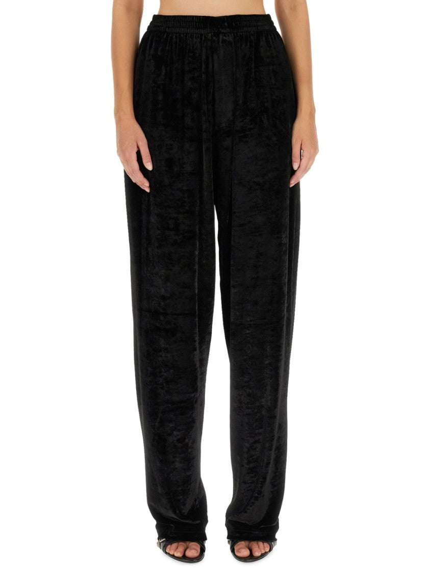 Balenciaga Wide Leg Black Baggy Pants With Elasticated Waistband