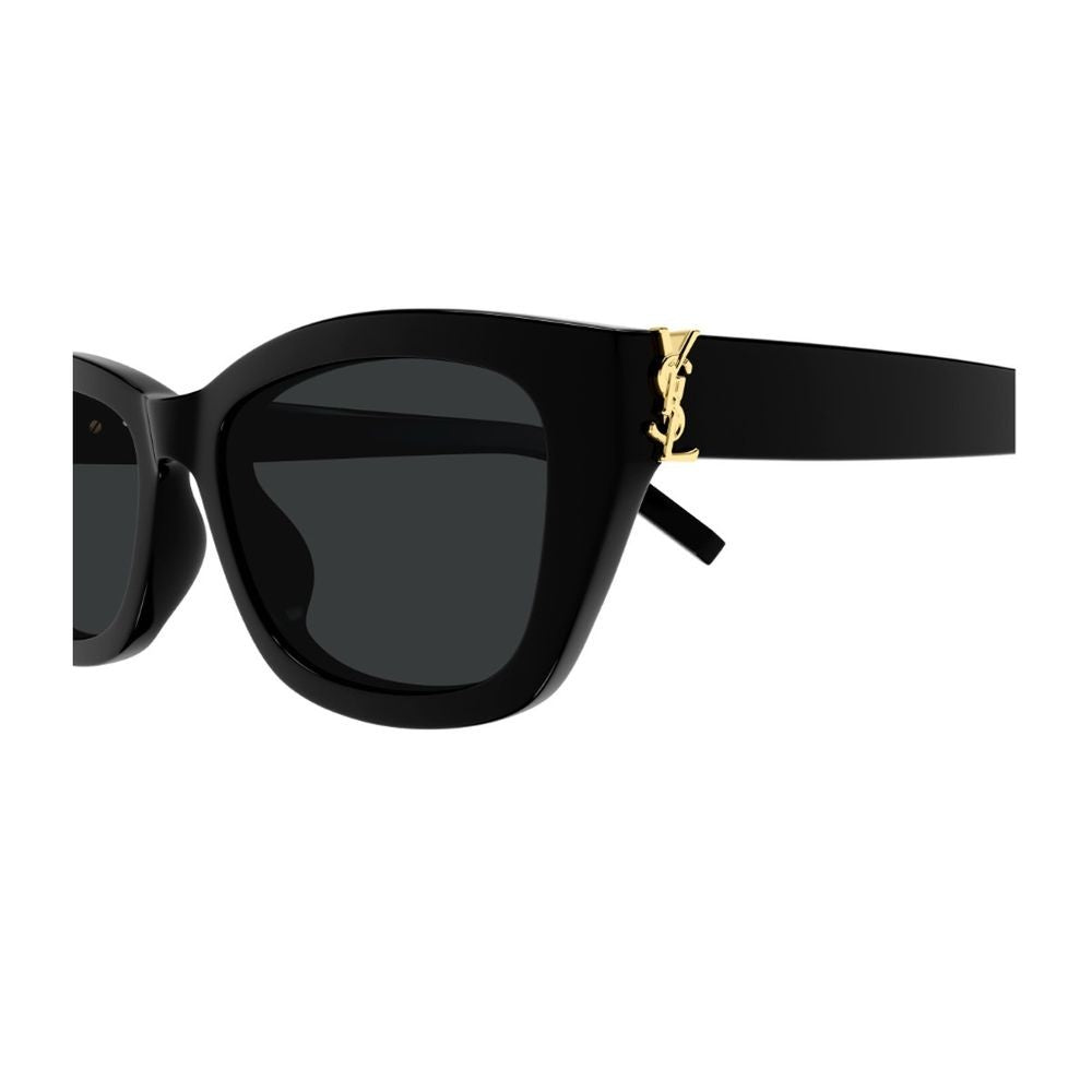 Saint Laurent Sl M153 Linea Monogram Glossy Black Cat-Eye Rectangular Sunglasses