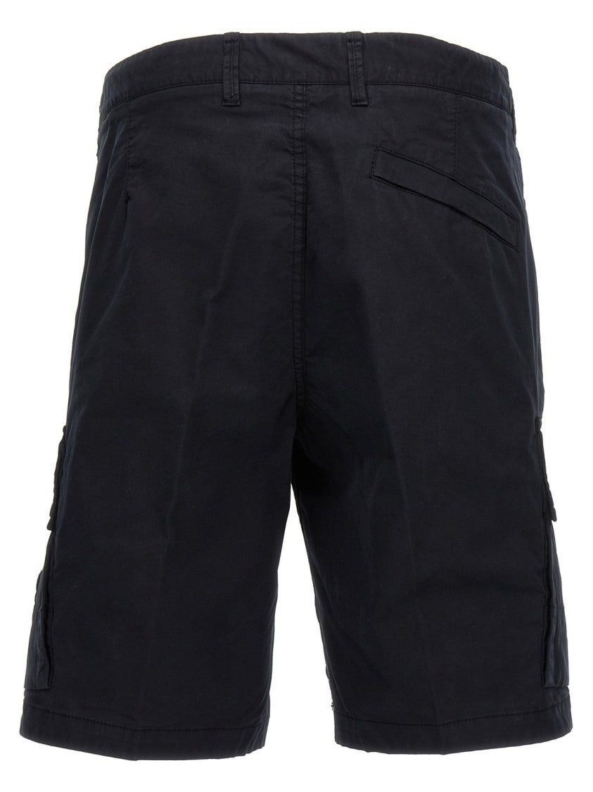 Stone Island Structured Black Shorts With Flap Pockets